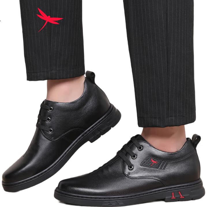 Мужские туфли RED DRAGONFLY WTA122681Z, кожаные, на шнуровке, для увеличения роста, деловые, повседневные, черные