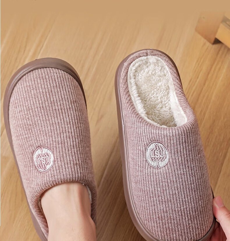 Huamei Jianbu Unisex Versatile Half-Cover Cotton Slippers Indoor Outdoor Fleece Lined Warm Cotton Slippers HM2502 Navy Blue Size 40-41 4