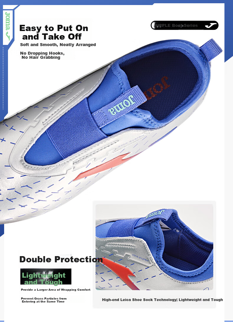 JOMA Children's Soccer Shoes, MG Short Studs, for Artificial Turf Fields, Non-Slip, Wear-Resistant, Professional Competition Football Training Shoes, Metallic Silver, Size 33 5