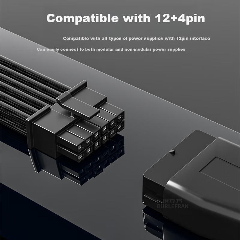 Кабель-адаптер BURLEFRAN 12V HPWR Female to Dual-Head 6+2 GPU, 12+4 Pin ATX3.0 PCIe5.0 16P to 8P, 17см