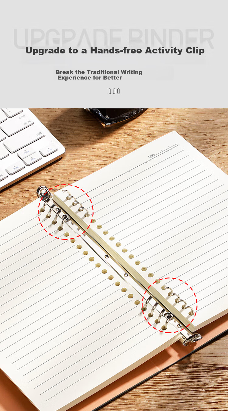 Ujia Loose-Leaf Notebook A5 High-Quality Business Office Stationery Conference Notepad Detachable Loose-Leaf Binder Thickened Leather Cover Customizable for Businesses, Blue 6