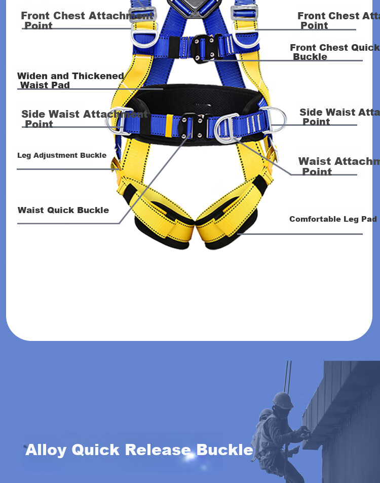 Guangjia Five-Point Safety Harness, Quick-Connect Type, for Outdoor High-Altitude Work, Fall Protection Safety Rope [Fast Delivery from Beijing Warehouse], Five-Point Single Small Hook 1.8 Meters 5