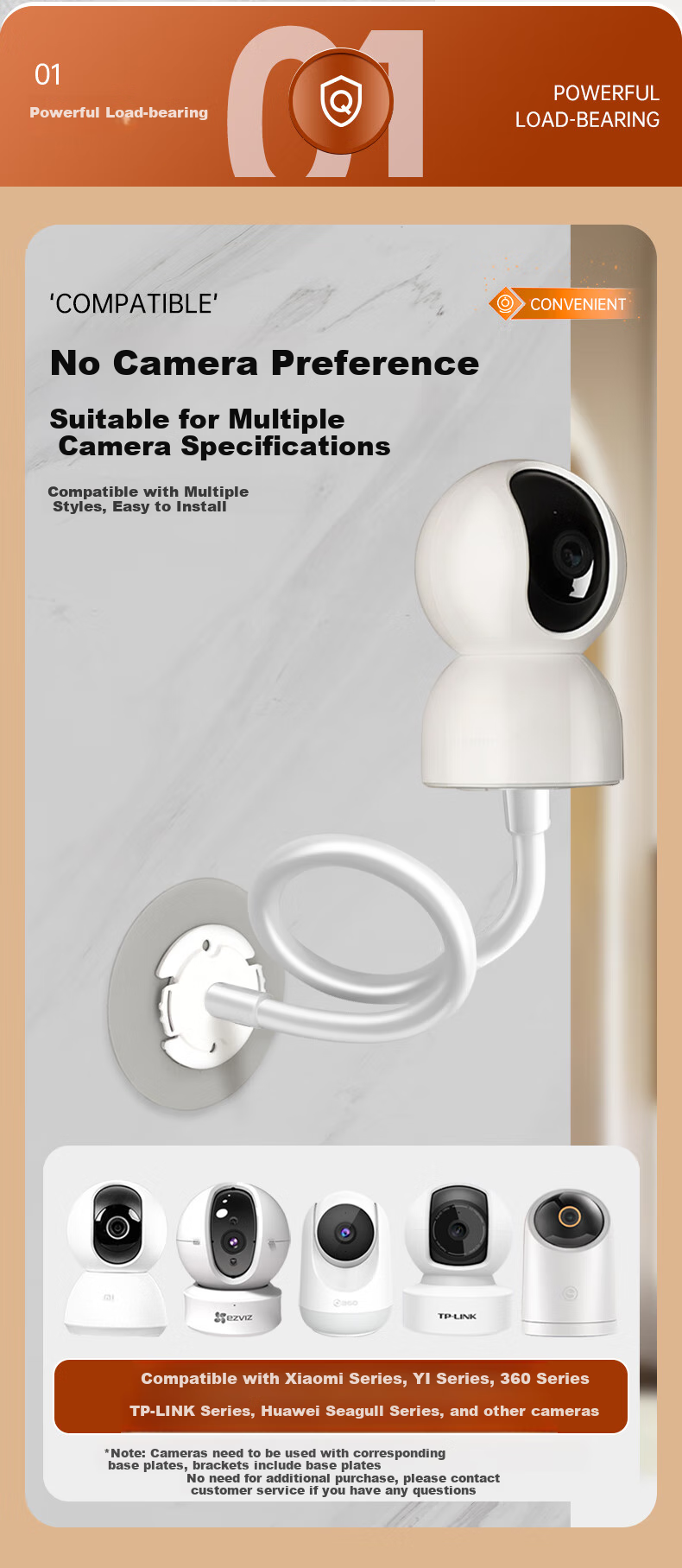 Yingqian Suitable for Yingshi Camera Bracket, No Drilling Required, C6C/h6c/c7/C6WI/h6/H7C/cp1/xp1 Surveillance Camera Wall-Mounted Fixed Soft Tube Bracket 3