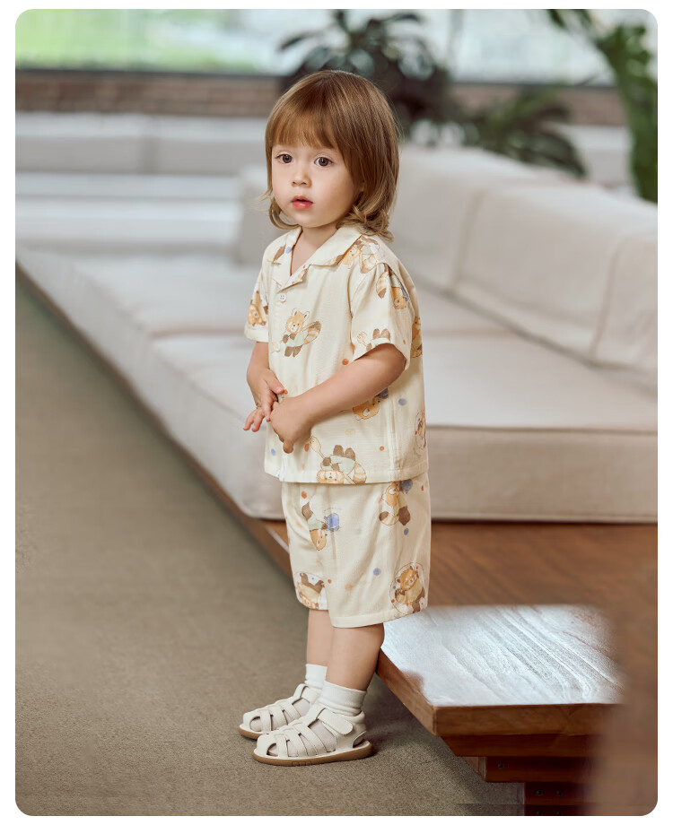 Weishi Muni [Silk] Baby Toddler Short Sleeve Short Pants Set Summer Thin Two-Piece Outfit for Kids 21