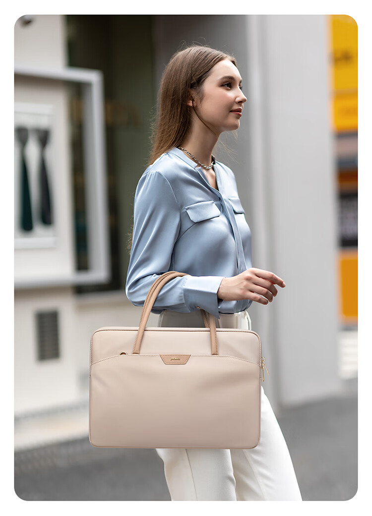 POLO Laptop Bag Briefcase for Women, Large Capacity Tote Bag, 14-Inch Notebook Handbag, Business Commute Shoulder Bag 2