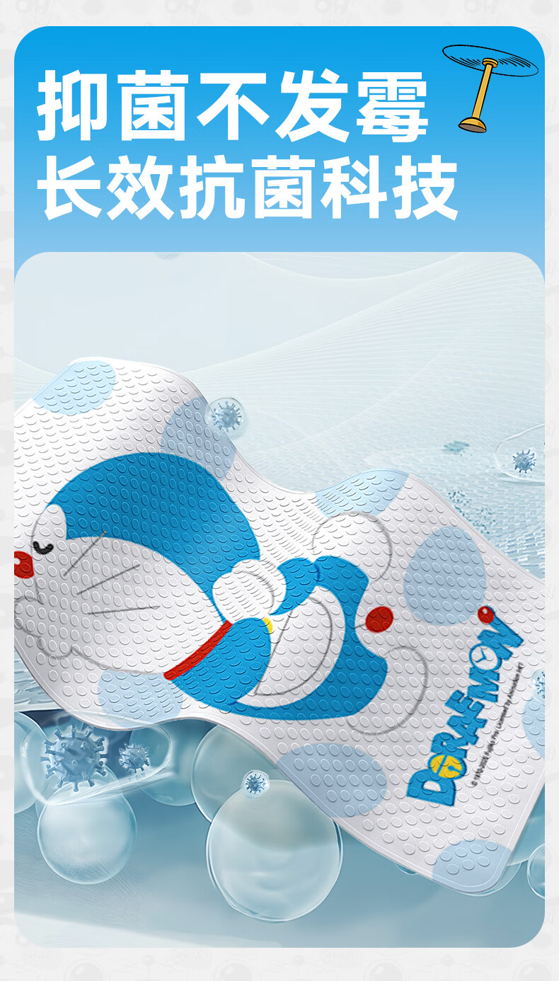 Dajiang Doraemon Co-Branded Printed Non-Slip Bath Mat for Children's Shower Room And Bathroom, Anti-Fall Floor Mat, 50x80cm 1