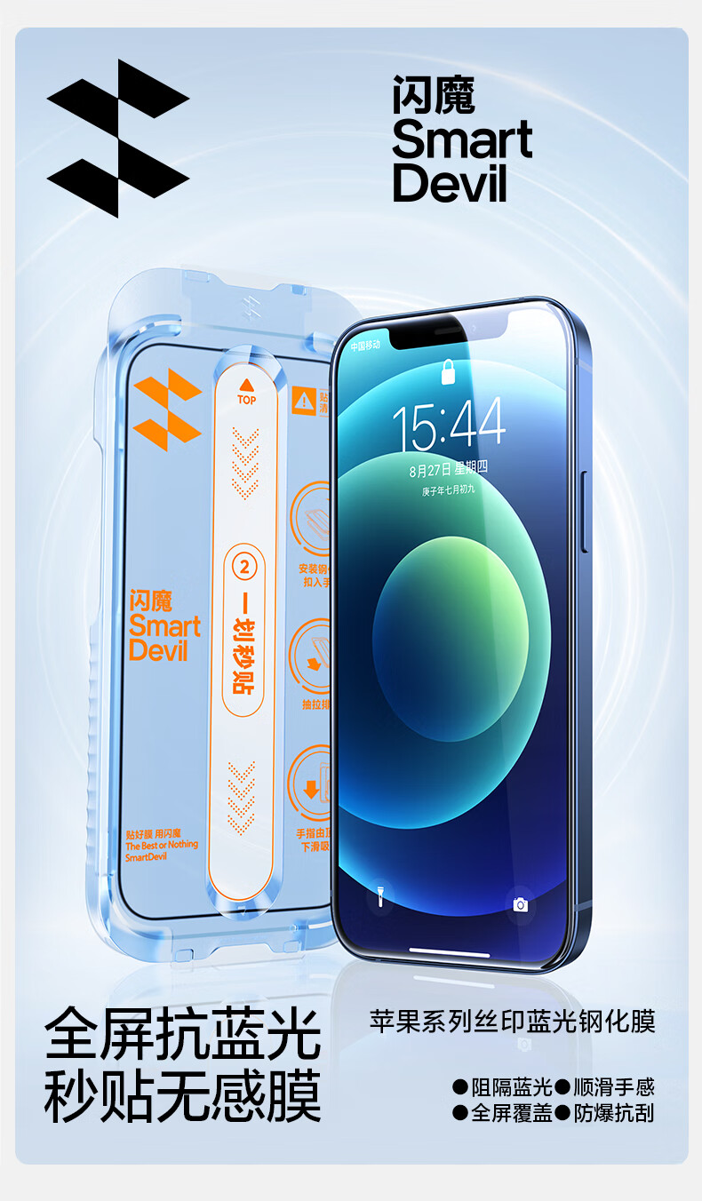 Shanmo Tempered Glass Screen Protector for IPhone Duo, High Definition Anti-Shatter Anti-Fingerprint Smooth Touch Feel, 2-Pack 1