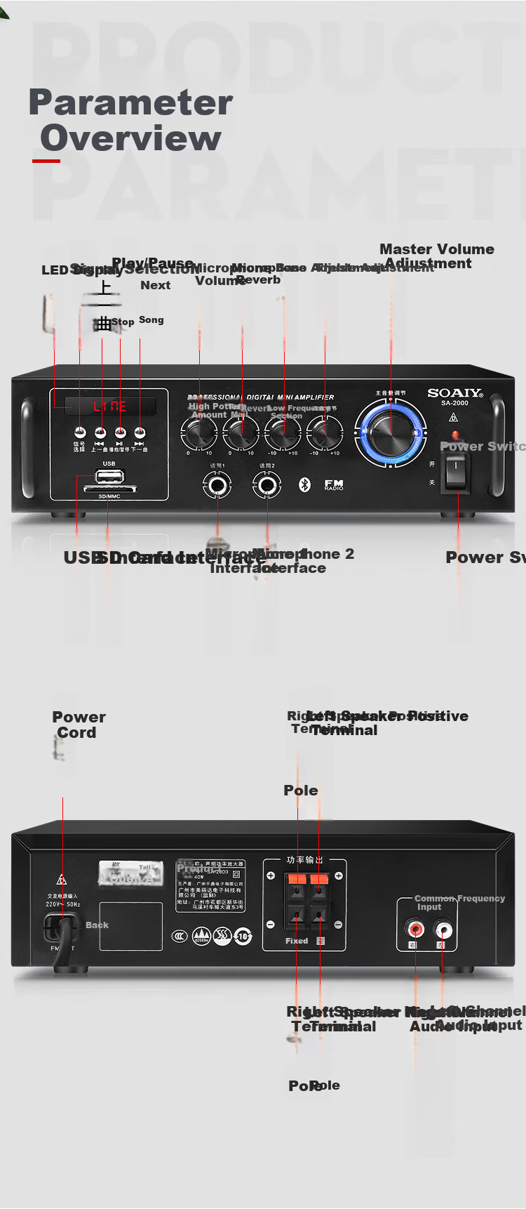 Soaiy 5.5-Inch KTV Sound System Set, Home Karaoke Bluetooth Amplifier, Home Theater Singing Equipment, Conference Room Commercial Store Training Professional Amplifier Speaker Combinatio 8