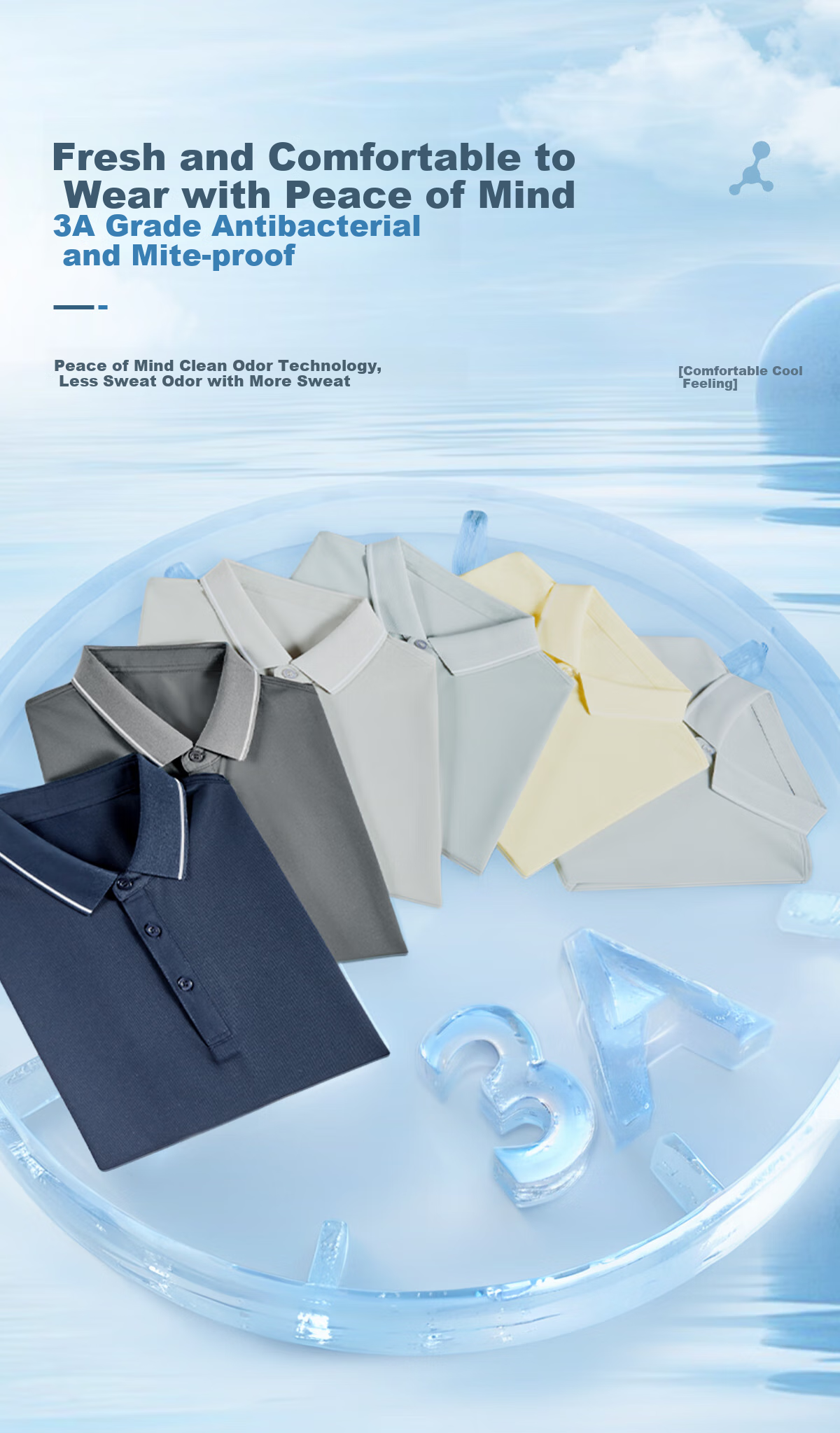 Hodo Ice Skin Ice Silk Short Sleeve Polo Shirt Strong Cooling Antibacterial Stretch Collar T-Shirt 6