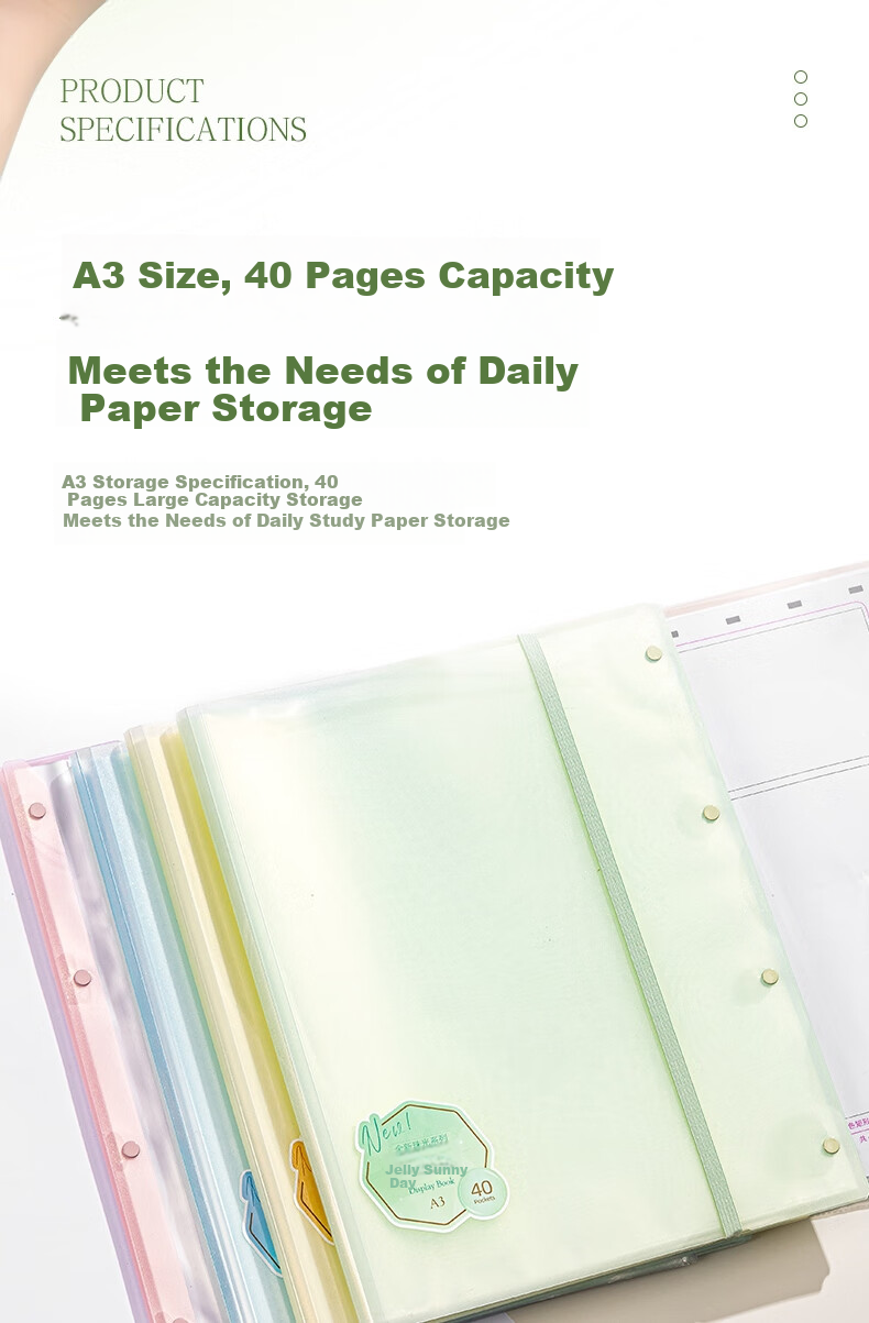 Deli A3/40-Page Document Folder, Jelly Clear Sky Series Fashion Student Exam Paper Document Award Subject File Organizer, Elementary to High School Random Color PQ314-40 7