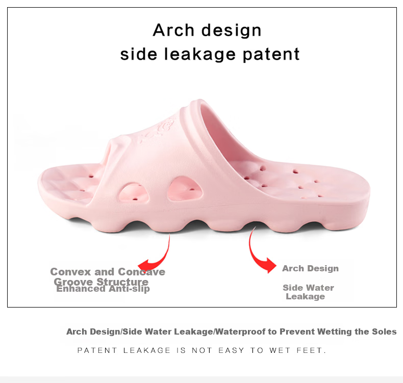 BAIHOU Side-Draining Non-Slip Massage Hollow Slippers for Men, Women, Children And Students, Bathroom Perforated Sandals, Pink, Size 25-26 14