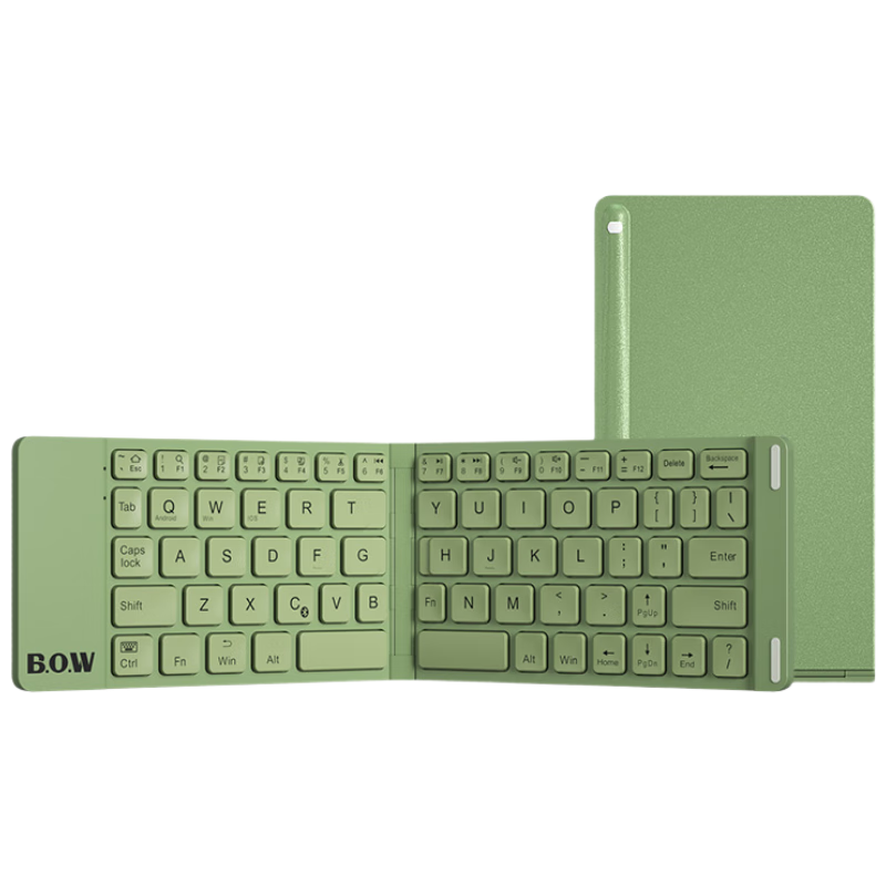 B.O.W Hangshi HB022A Wireless Bluetooth Folding Keyboard Rechargeable Ultra-thin Portable Silent Mini Keyboard Retro Green for Office iPad Tablet Phone