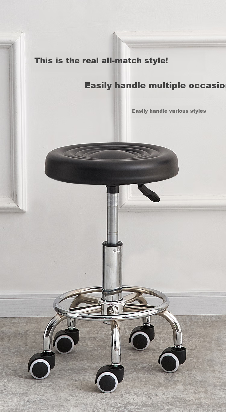 Yiman Bar Stool, Office And Home Use, Height Adjustable, Swivel, Omnidirectional Wheels, Casters 4