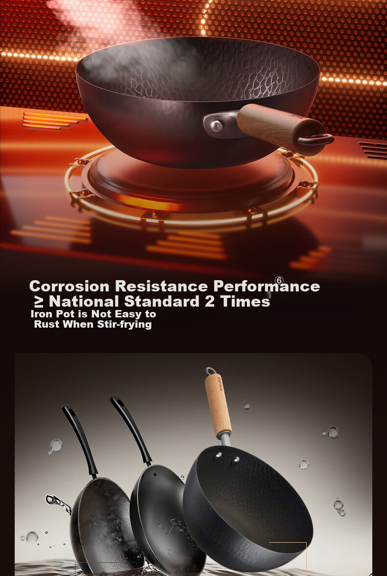 SUPOR Titanium Iron Non-Stick Wok, Mini Iron Pan, 22cm Household Non-Coated Stir-Fry Pan, Compatible with Induction Cooker, EC22AYT02 7