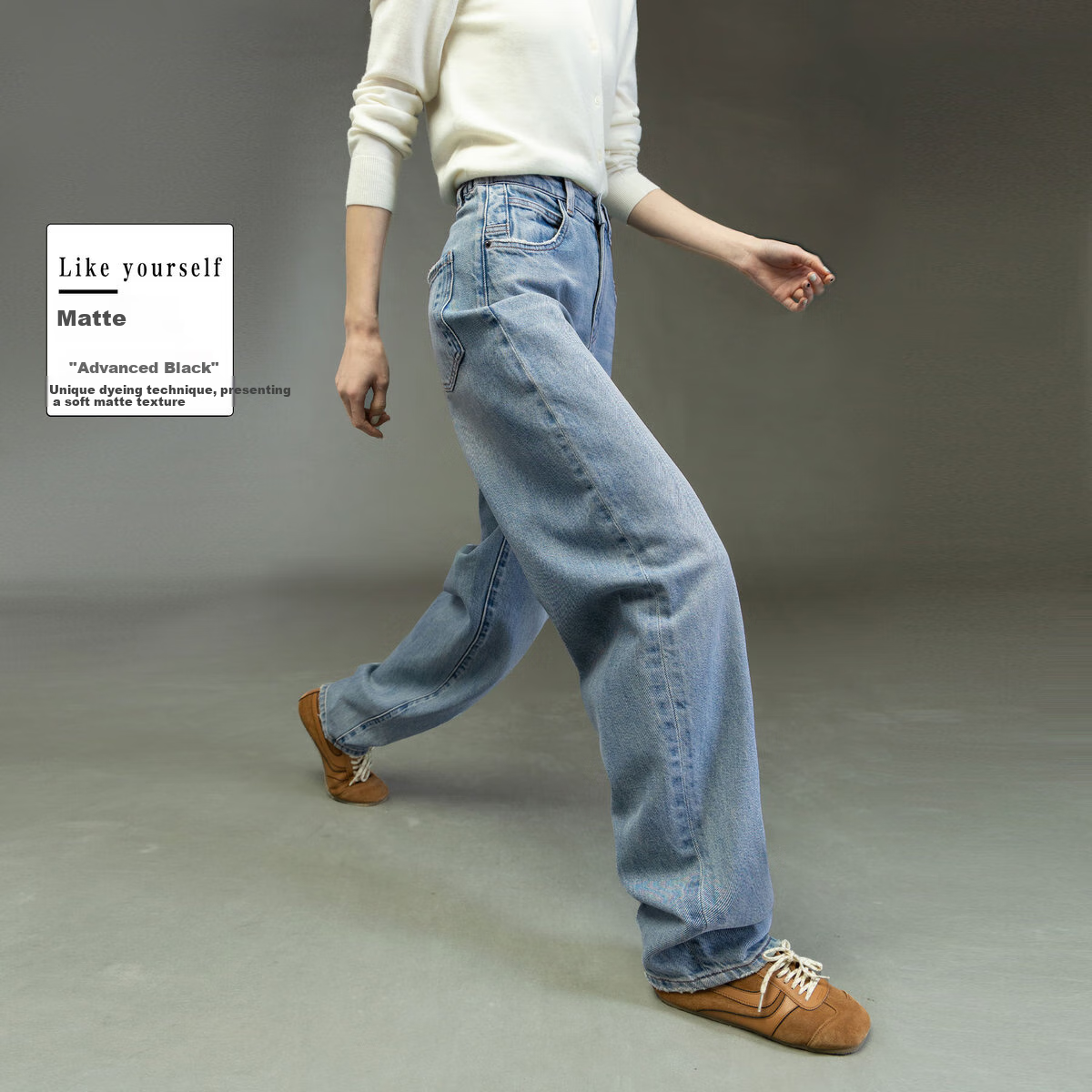 Dme [Jinjiang Luobo Pants] Spring 2025 New Vintage Gradient Washed Blue High-Waisted Slimming Harem Pants for Wome