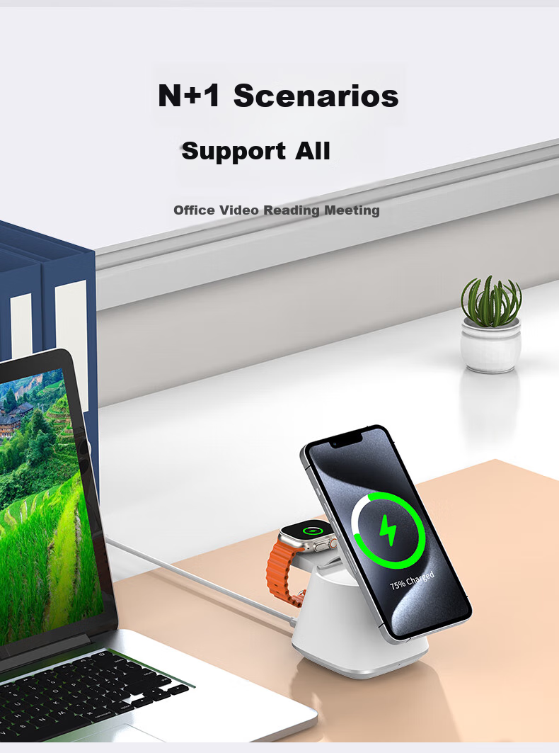 GDGO [Qi+ Apple Certified] Wireless Charger for Smartwatch And Phone, MagSafe Magnetic S11/Ultra3 Fast Charging Compatible with IPhone 18/17/Air Earphones 15