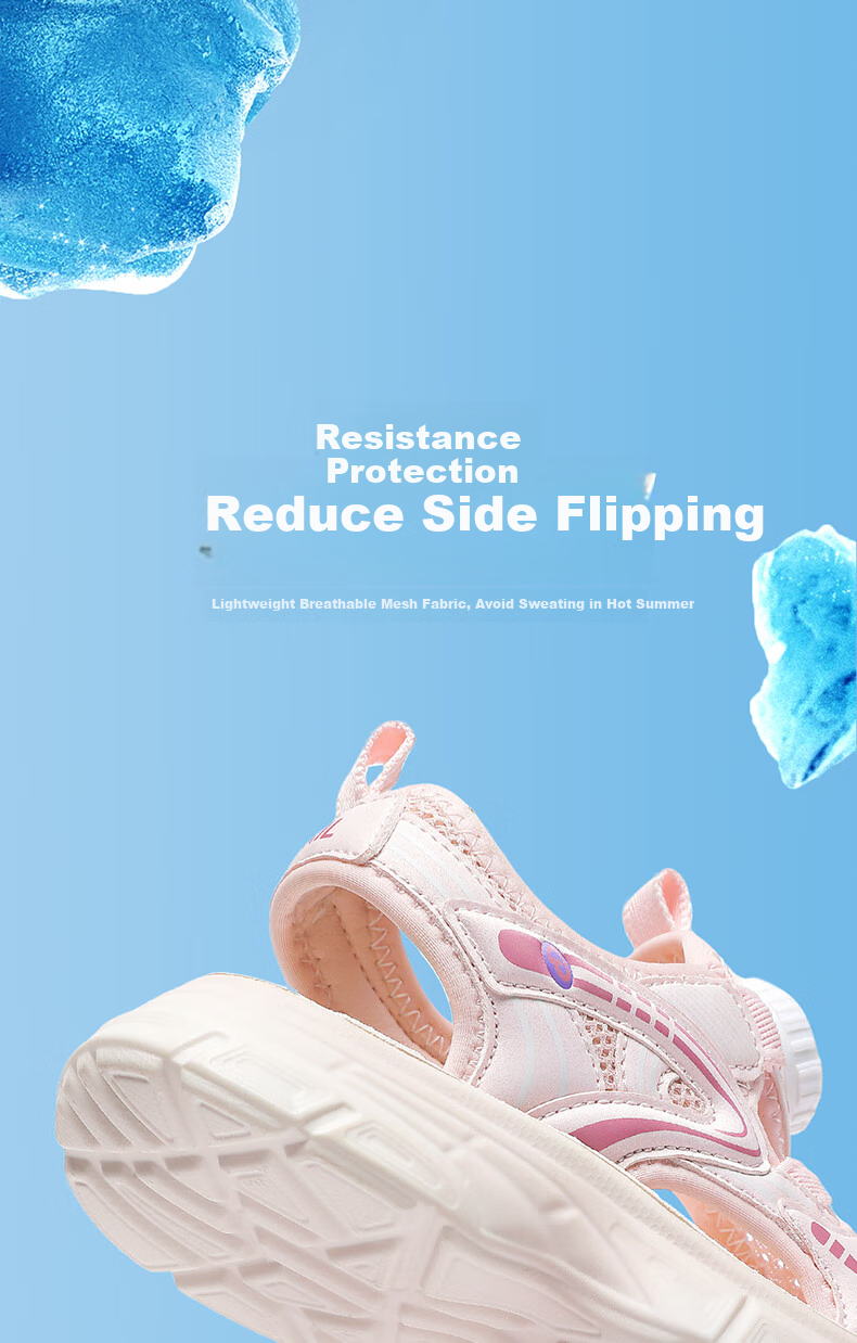 ANNIL Children's Sandals, Summer 2025, for Older Girls, Closed-Toe Design, Non-Slip Hollow-Out Sports Sandals, 6291 Pink, Size 27 3