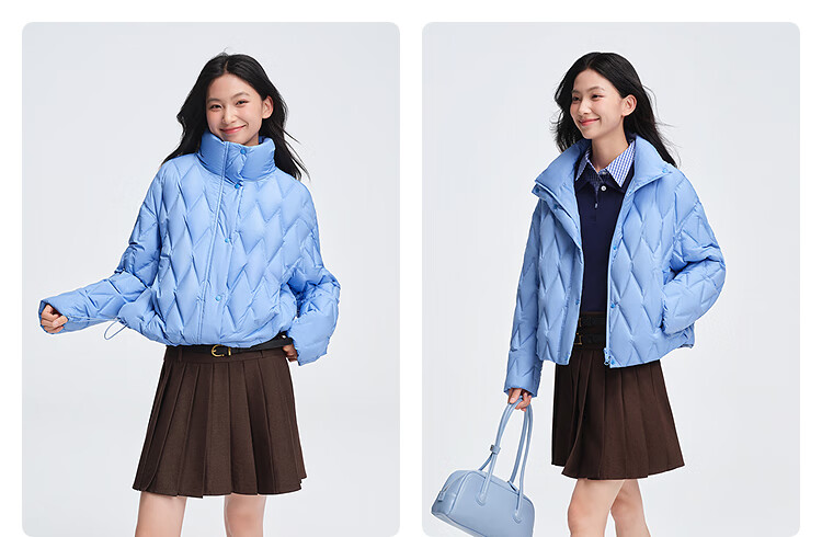 BOSIDENG Women's Spring and Autumn 90% Down Lightweight Stand Collar Slim Fit Short Casual Versatile Jacket 22