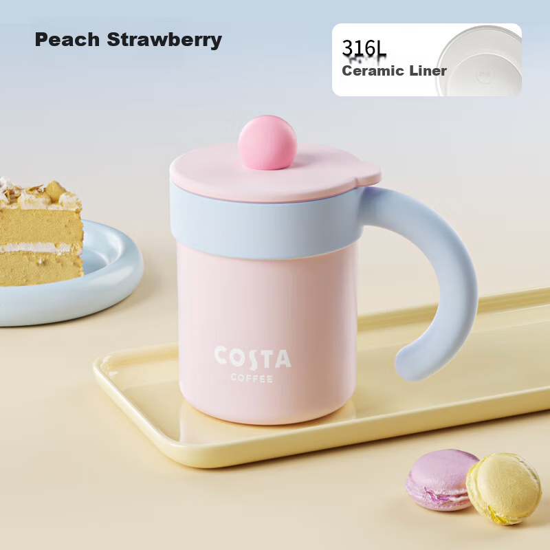 COSTA Desktop Handheld Insulated Cup for Men And Women, Stylish Stainless Steel Coffee Water Mug, Graduation Gift for Girls