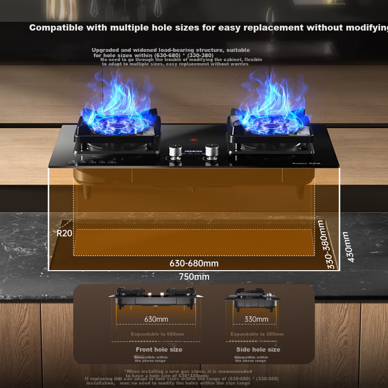 Royalstar Gas Stove, Dual Burner for Home Use, 5.0kW High Heat Output, Built-In And Countertop Dual-Use, Independent Timer on Both Sides, JZY-B51