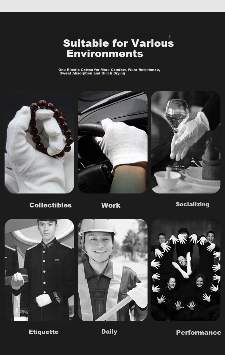 Moufu White Ceremonial Gloves for Military Parade And Security Performances (12 Pairs, Standard Style) 8034 Series 5