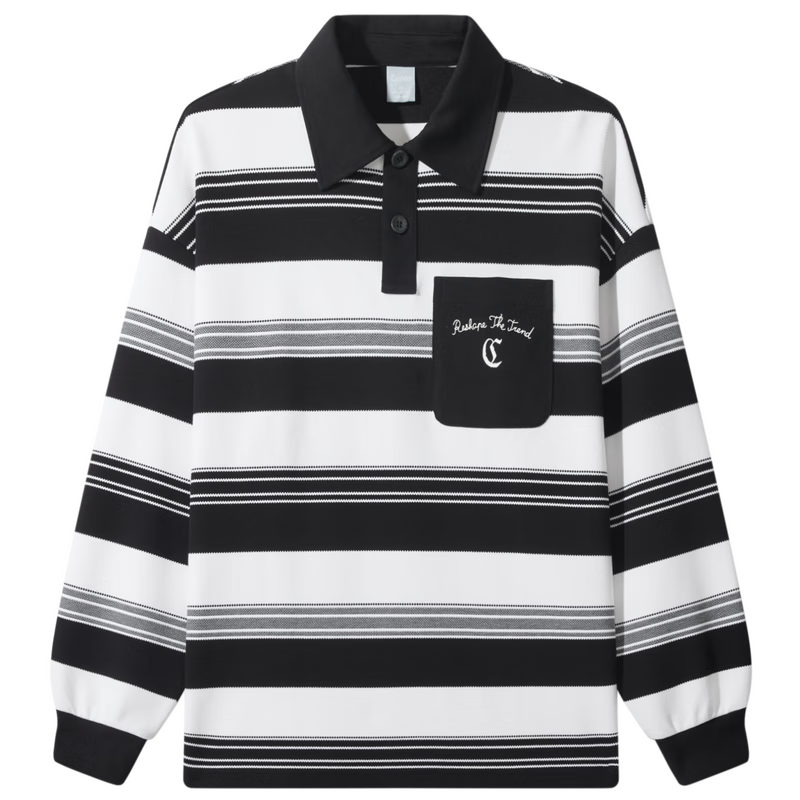 CABBEEN Textured Stripe Men's Sweatshirt Creative Patch Pocket Design Skin-Friendly Breathable Autumn Long Sleeve Sweatshirt