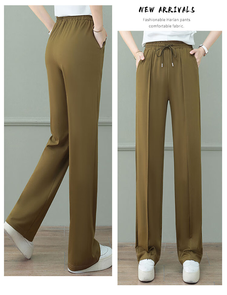 Woodpecker Women's Wide Leg Pants Spring Summer Straight Leg Sports Trousers High Waist Casual Slimming Draped Pants Green 4XL 20