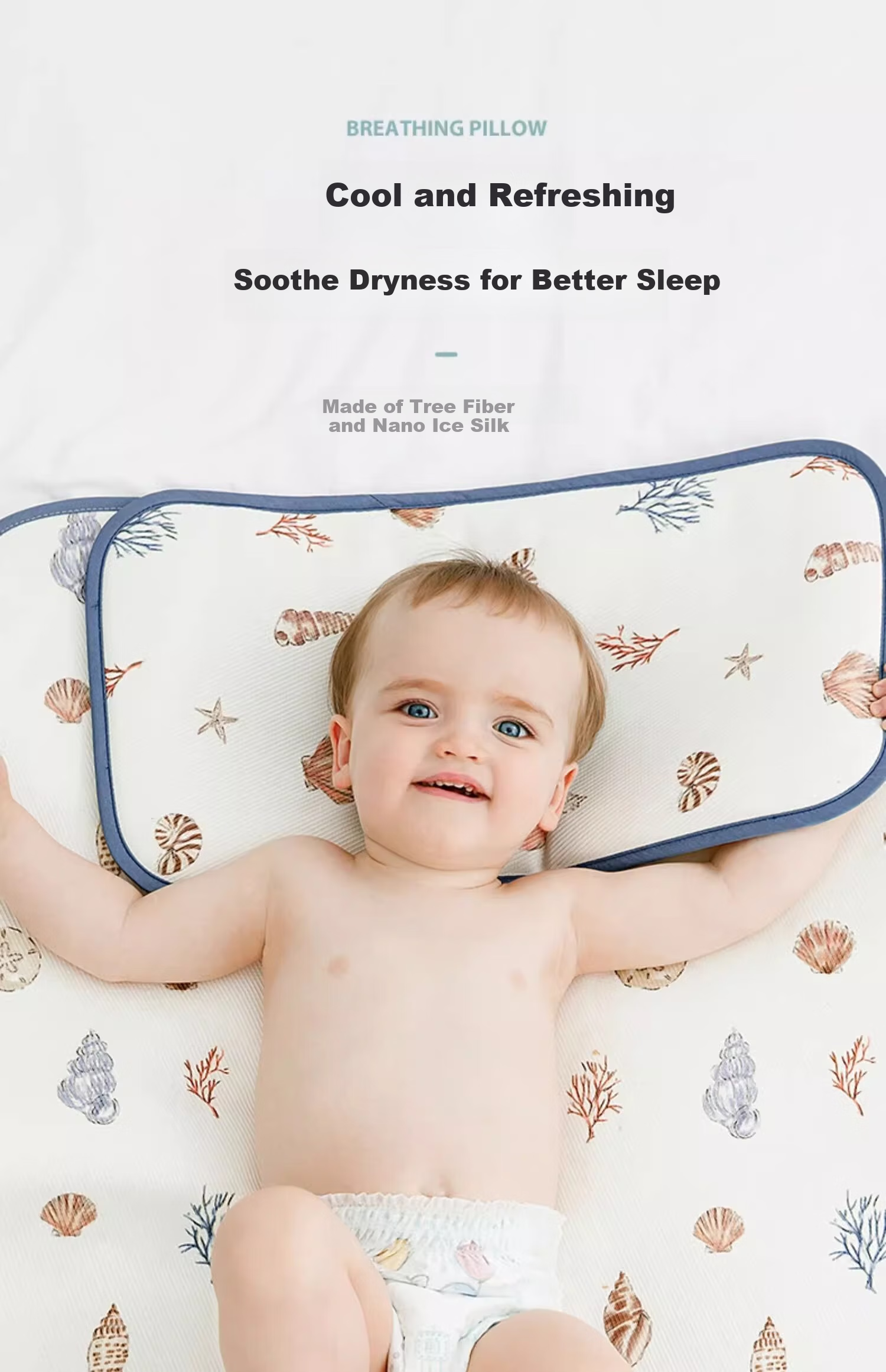 EMXEE Baby Cloud Pillow, Summer Children's Ice Silk Pillow, Newborn Breathable Large Pillow, Rainbow in The Clouds 8