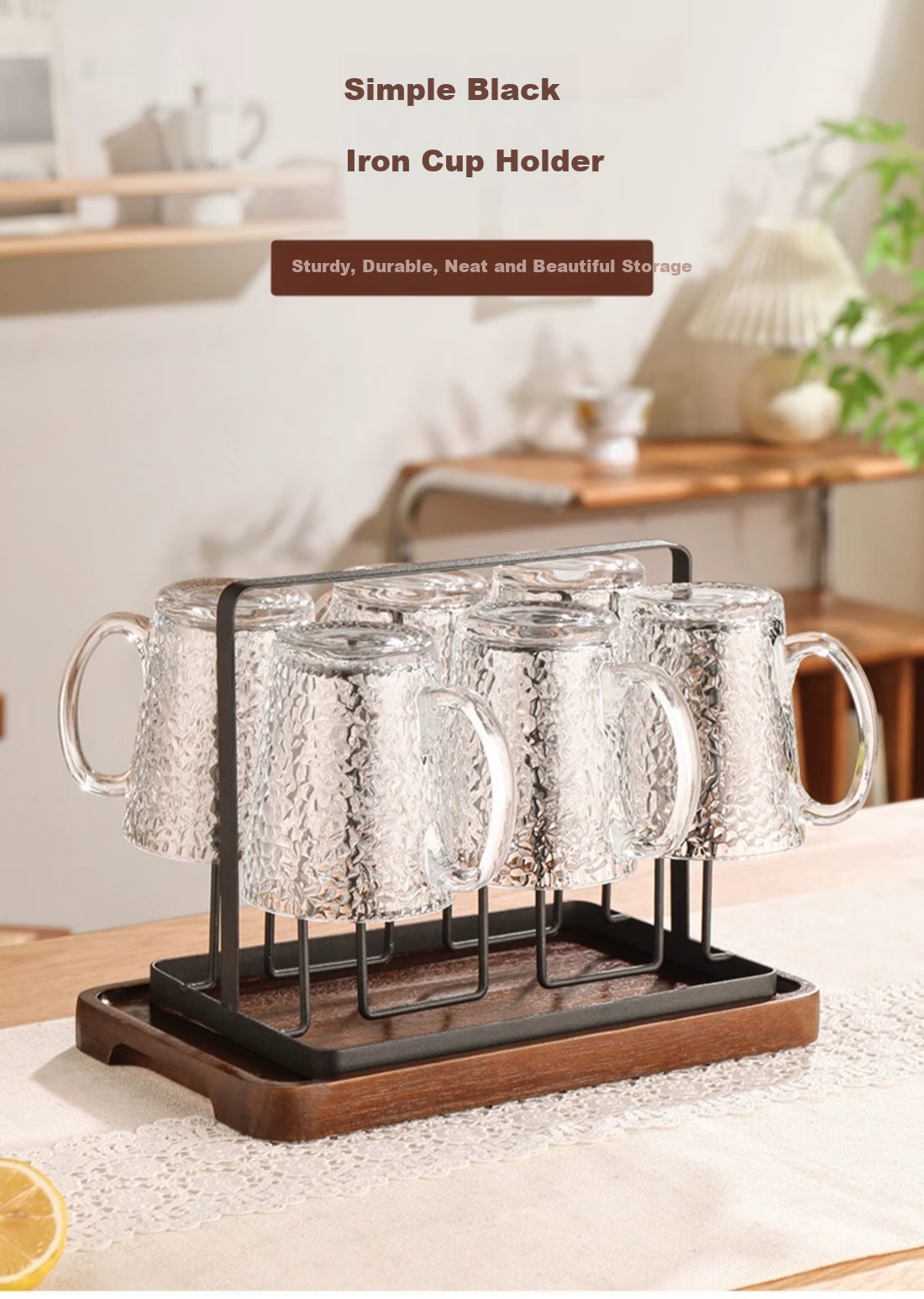 CRISTALGLASS Hammered Glass Water Cup Set for Entertaining Guests, Home Living Room Tea Cups, Luxurious Drinking Cups for Family Use, Heat-Resistant Water Glasses 9