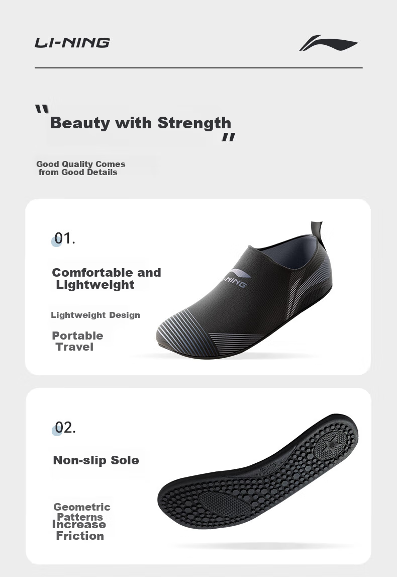 Li-Ning Beach Shoes for Men And Women, Swimming And Rafting Sandals, Non-Slip And Cut-Resistant, Skin-Friendly, Water Park, Beach Combing, Snorkeling Water Shoes, Breathable And Wear-Resistant 3
