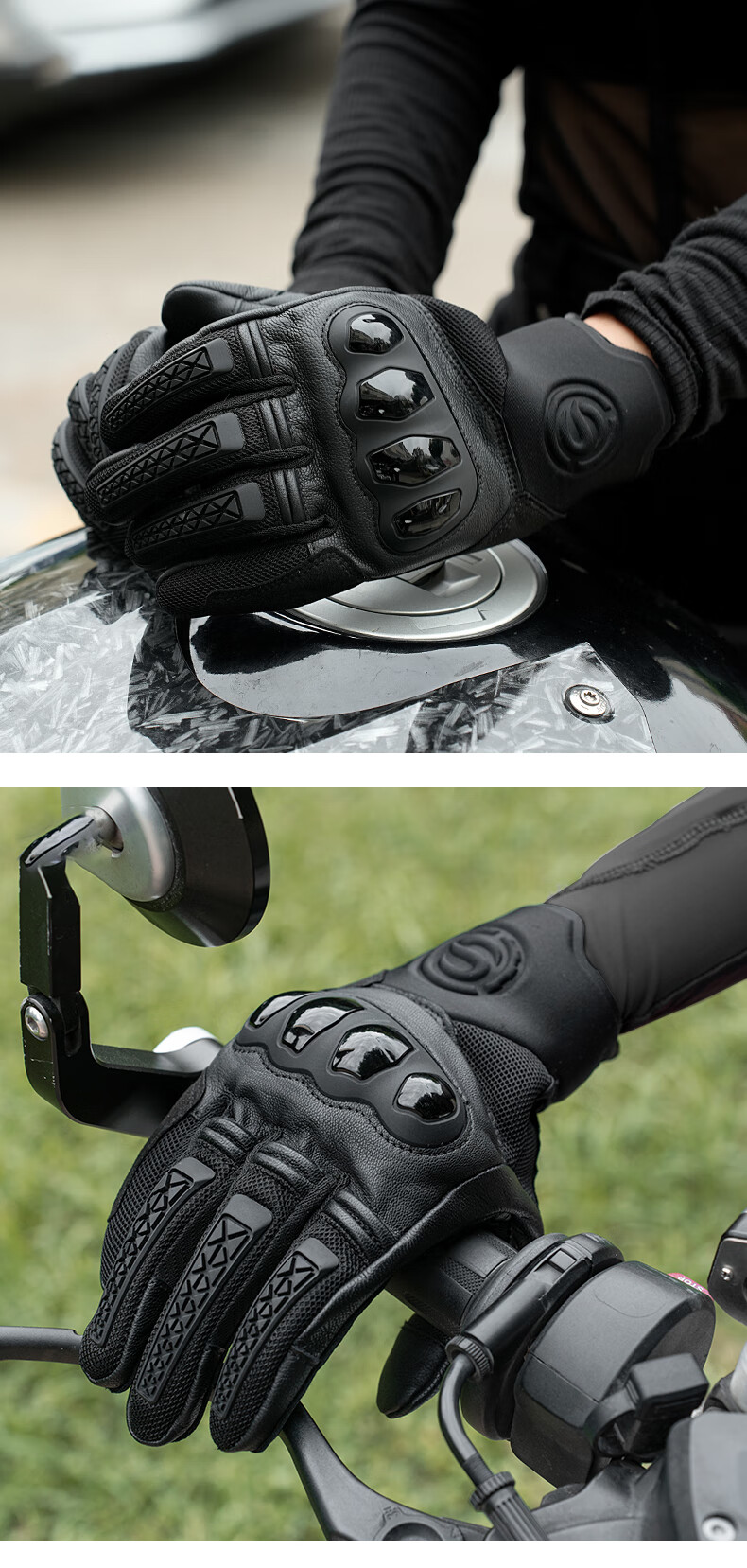 STAR FIELD KNIGHT Motorcycle Riding Gloves Spring Summer Racing Silicone Non-Slip Wear-Resistant Gloves Riding Gear Black Size M 9
