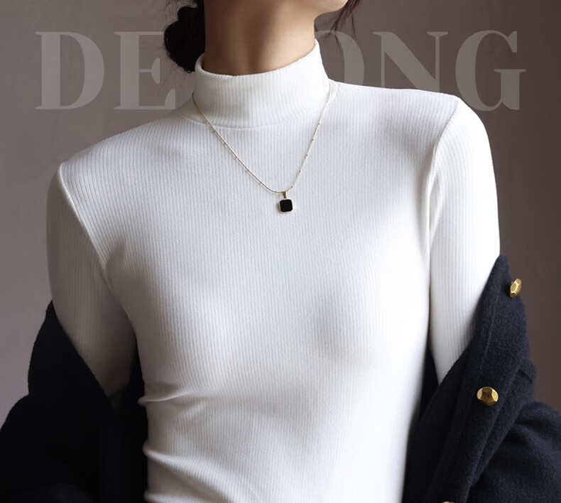 MiiOW Women's Half Turtleneck Fleece-Lined Thickened Base Shirt 2025 New Autumn Winter Warm Inner and Outer Wear Top 1