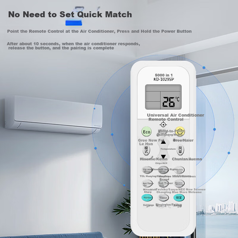 Gusenzhe Universal Air Conditioner Remote Control Compatible with All Brands Including Gree, Midea, Haier, Hisense, Kelon, Xinko, Panasonic, TCL, Hualing, Changhong, Aux, And Chigao