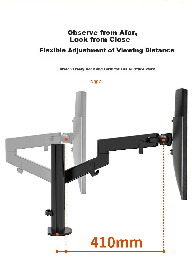 ECOLA Monitor Stand, Computer Stand, Height-Increasing Stand for Computers, Mechanical Arm Computer Desk Stand, Spiral Lifting Mechanical Spring Display Screen Stand FT62BK 12
