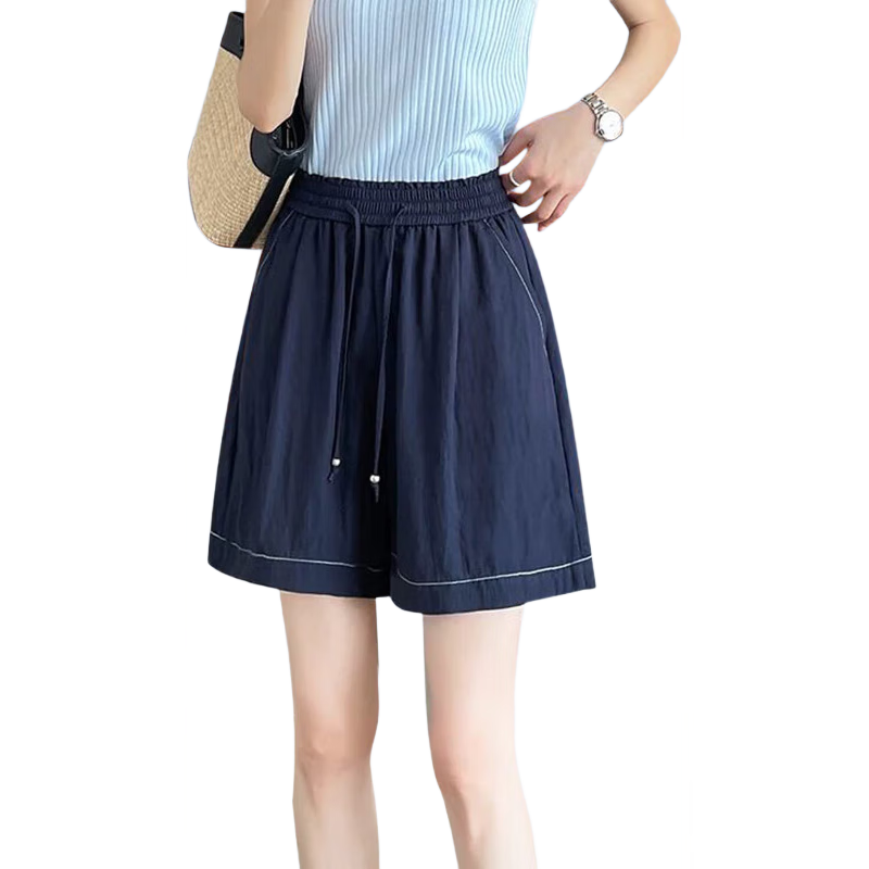 XUEXIMAN Tencel Denim Shorts for Women, 2025 Summer New Thin High-Waist A-Line Slimming Knee-Length Shorts