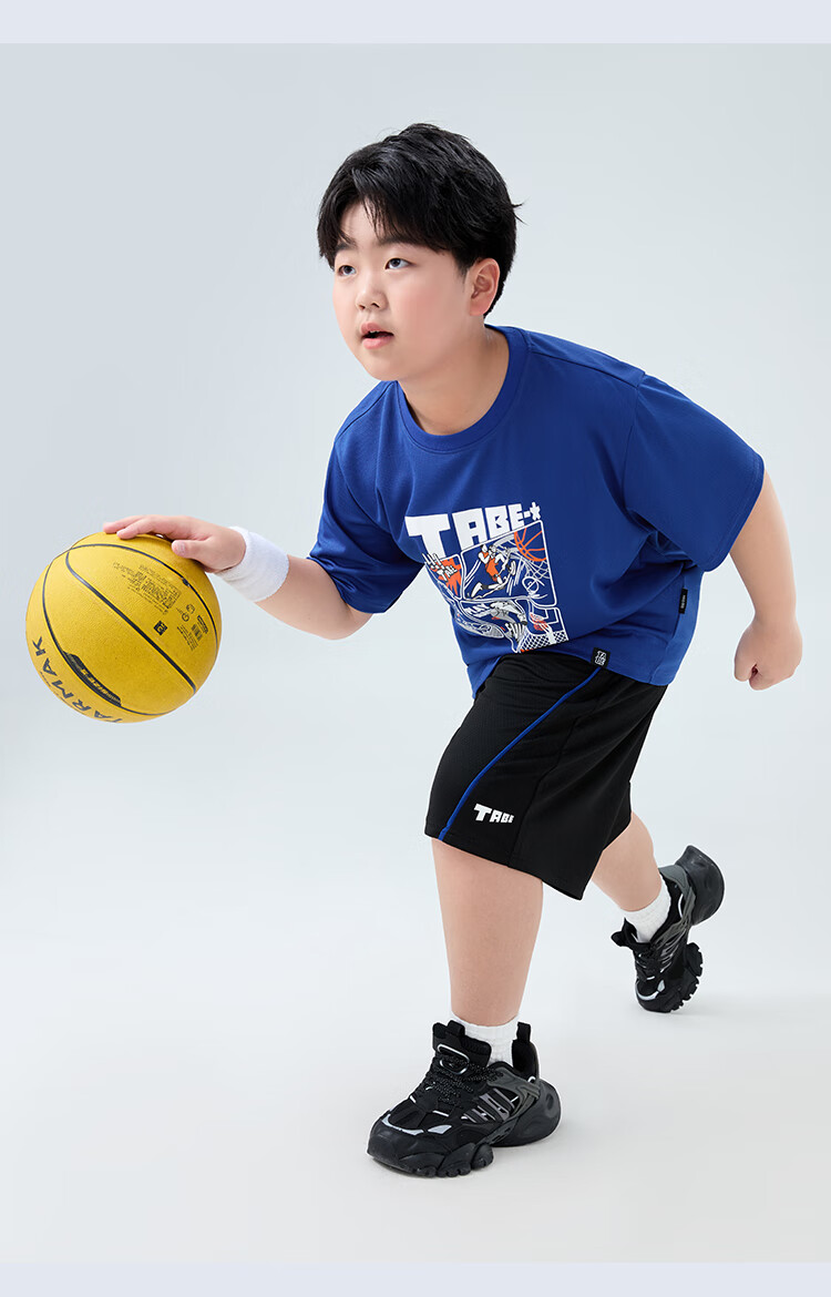 Little Pig Tony Boys Summer Sports Quick-Dry Mesh Breathable Short Sleeve Two-Piece Set for Chubby and Older Kids 20