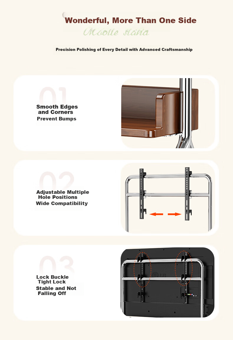 CABTE Stainless Steel Mobile TV Stand, Universal TV Cart for 32-75 Inches, Movable Trolley, [32-75 Inches] Stainless Steel Load-bearing/pallet Tray 13