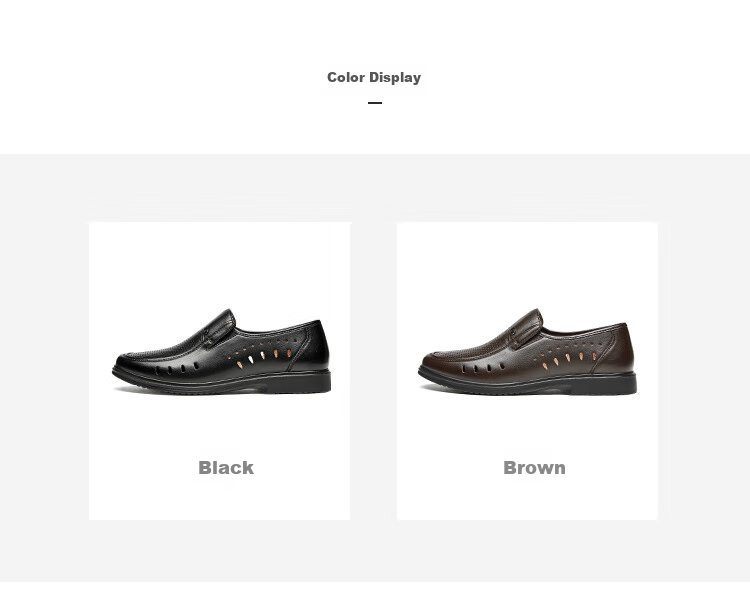 Kangnai Leather Shoes, Perforated Shoes for Men, Summer Sandals, Comfortable Casual Business Formal Dress Shoes, Hollow-Out Shoes, Glossy Breathable Men's Shoes, Black, Size 43 10