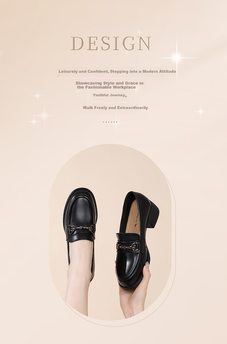 RED DRAGONFLY Women's Loafers with Chunky Heel, French-Style Leather Shoes, Versatile Commuter Shoes for Women, Mom's Flats WTB152791 Black Size 40 2