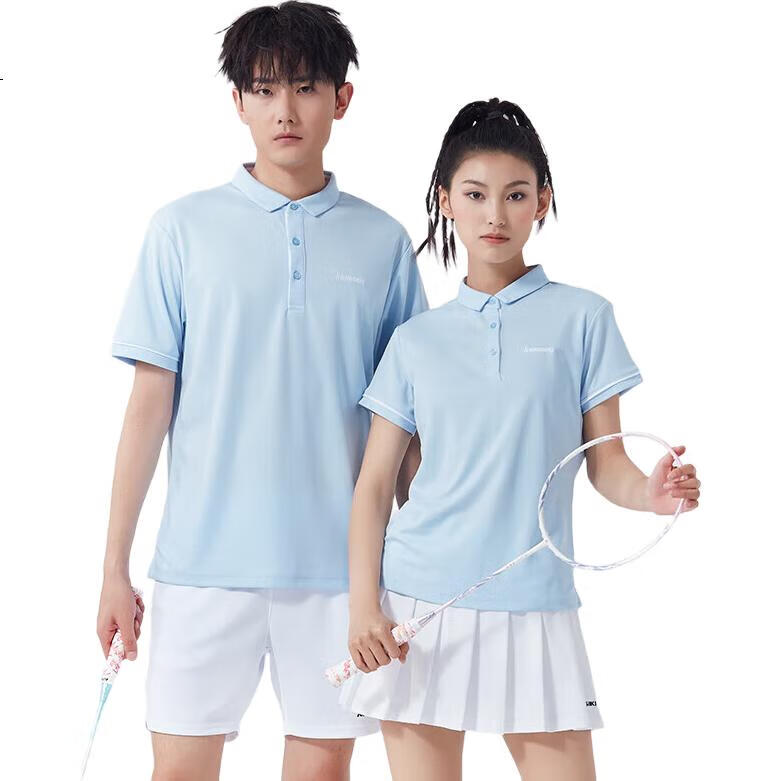 KAWASAKI Badminton Shirt for Women, Professional Sports Short-Sleeve Collared Quick-Dry T-Shirt V2920, Ice Blue, 3XL