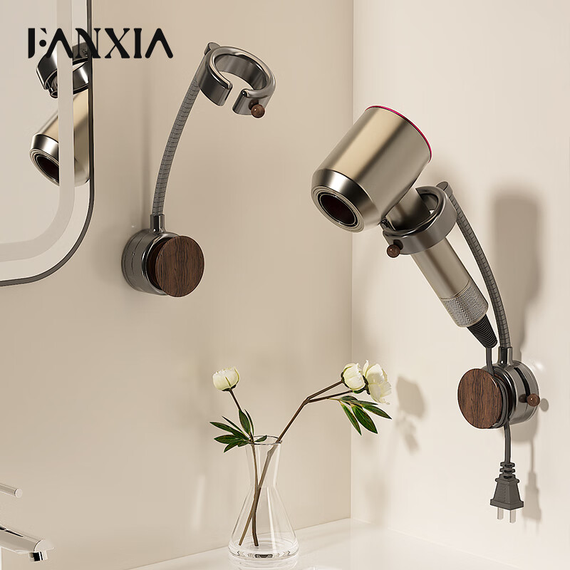 Fanxia Suction Cup Hair Dryer Holder, No Drilling Required, Bathroom Hair Dryer Rotating Wind Tube Hanger, Wall-Mounted Lazy Person's Handless Desig