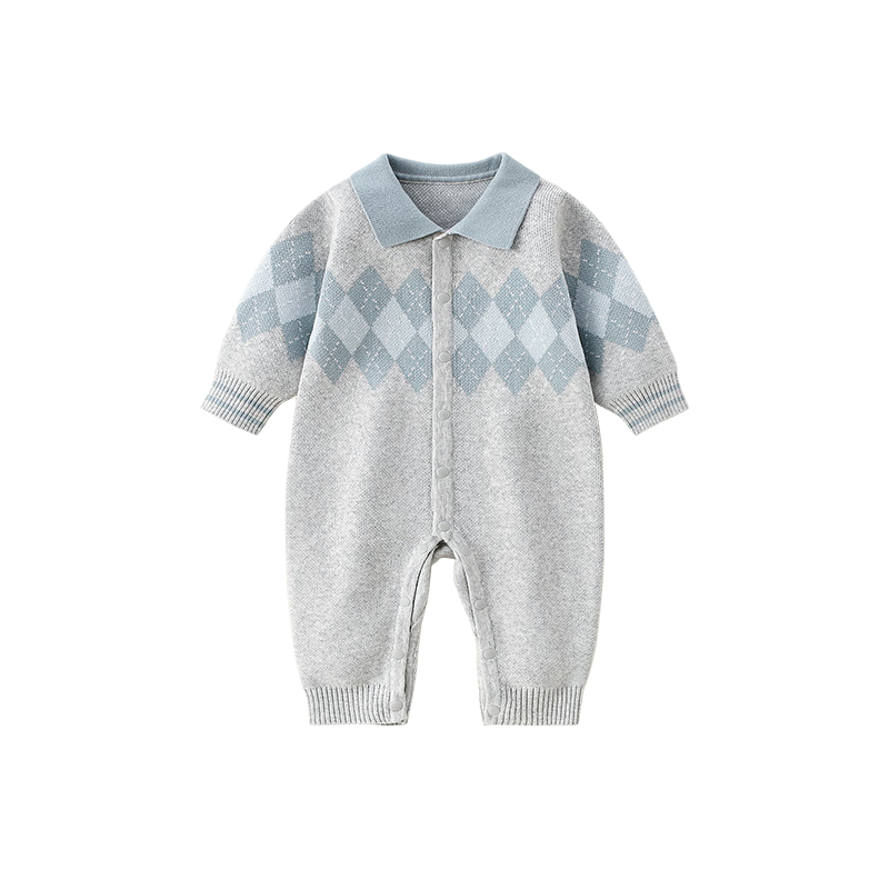 Fanlie Baby Clothes Spring Newborn Boys Stylish Knitted Romper Full Moon Hundred Days Jumpsuit Spring Autumn