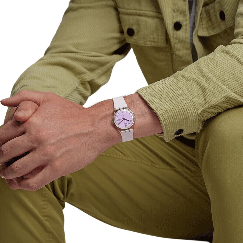 Swatch Swiss Watch, Endless Snow Pink, Dual Calendar Valentine's Day Gift, Middle And High School Exam Watch, Fashion Wristwatch GE714