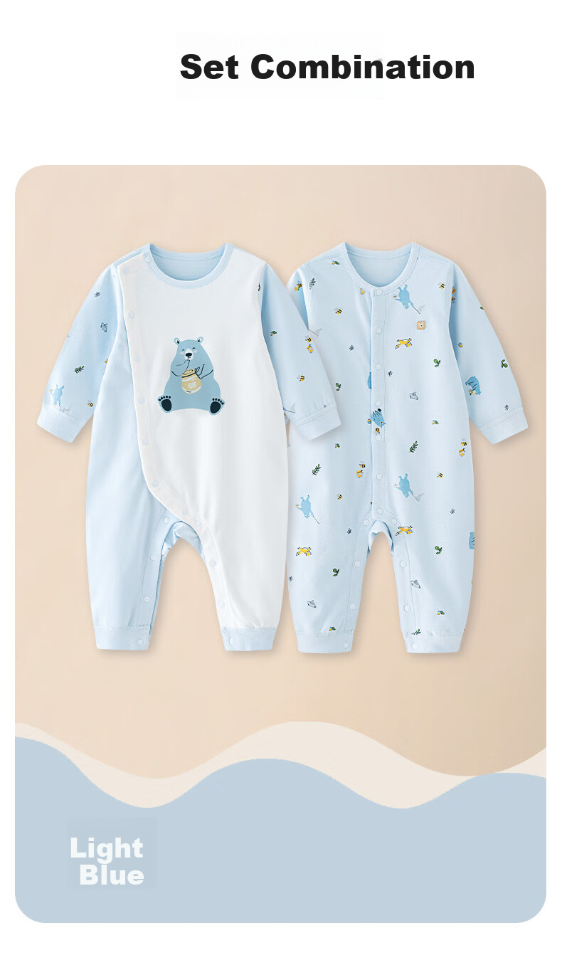Gb Baby Short-Sleeve Bodysuit, Infant Summer Class A Pure Cotton Romper Air Conditioning Suit, 5A Antibacterial Onesie 2-Piece Set 19