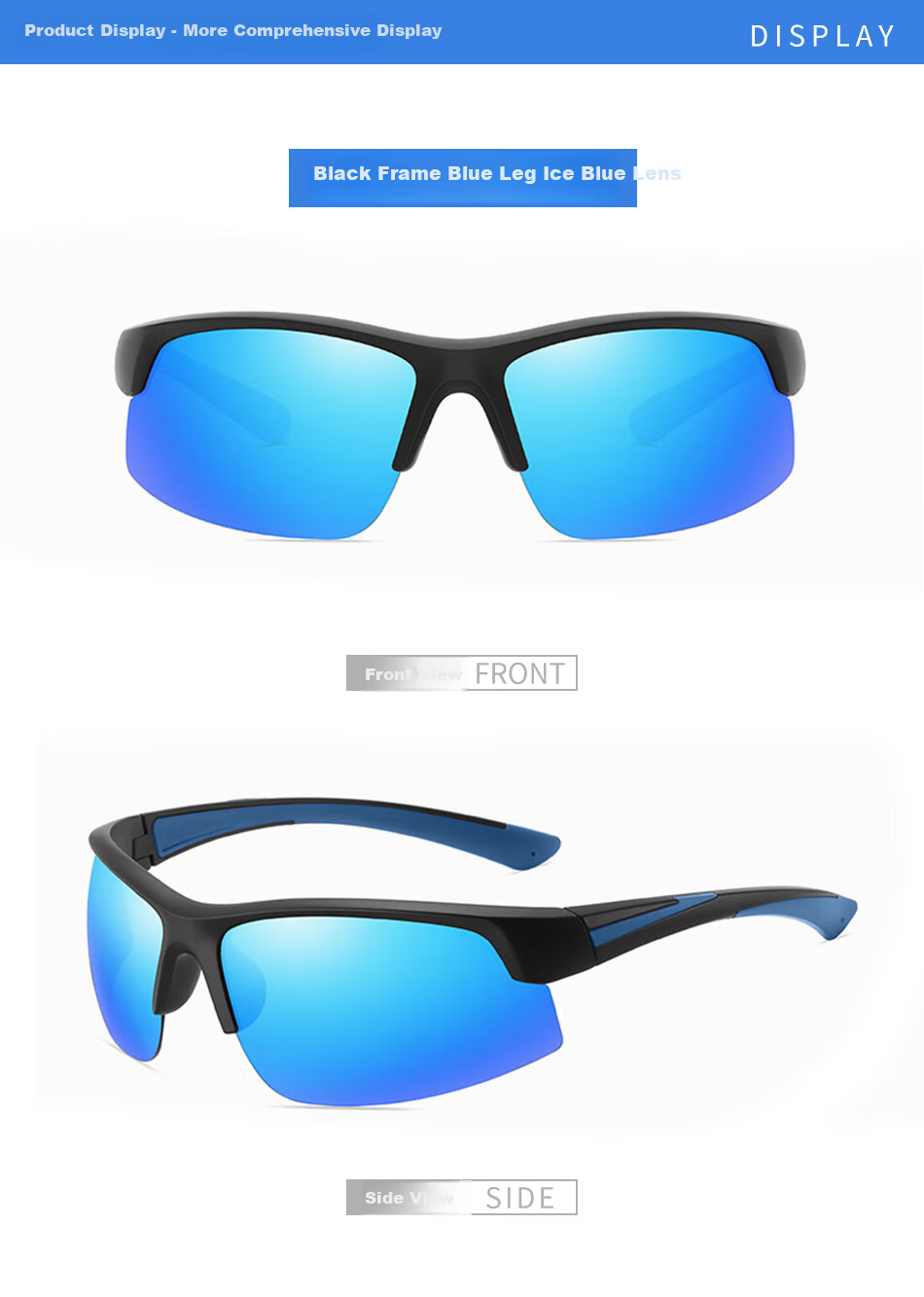 DRATRA Cycling Sunglasses, Summer High-Definition Polarized Glasses for Men, Semi-Rimless Outdoor Sports Sun Protection Glasses, Fishing Sunglasses, Anti-Glare 4