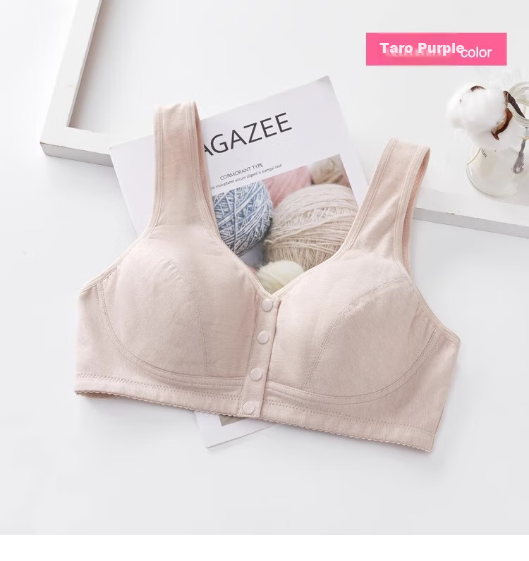 Caramella Women's Wireless Bra with Front Opening, Vest-Style Middle-Aged And Elderly Push-Up Large Size Brassiere, Side Support Bra for Mothers 5