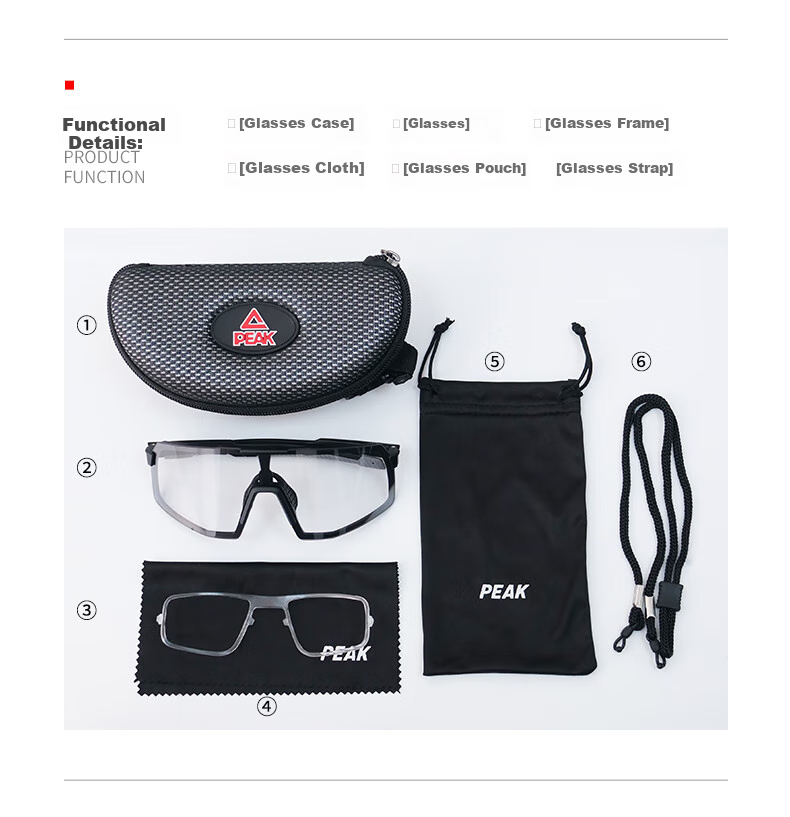 PEAK Cycling Glasses with Photochromic Lenses for Nearsighted Men And Women, Outdoor Sports Running Bicycle Windproof Sandproof Day And Night Dual-Use Goggles 10