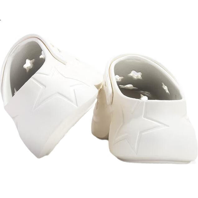 Jifffly Perforated Shoes for Men And Women, Thick-Soled Versatile Slippers with Squishy Feeling Sandals, White, Size 42-43