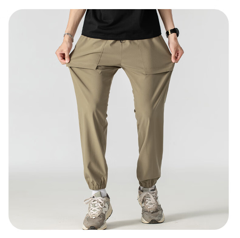 JEEP Men's Outdoor Windproof Waterproof Hiking Cargo Pants Loose Fit Khaki 4XL 14