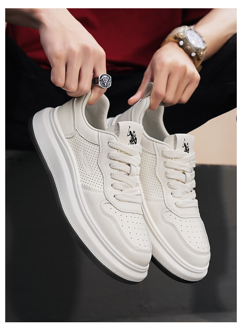 U.S. POLO ASSN. Men's Shoes, Spring And Summer New Style Breathable White Sneakers, Outdoor Casual Shoes for Men, Soft-Soled Lightweight Skateboard Shoes for Me 16